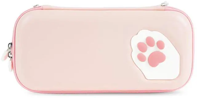 Main image of Portable Carrying Case Compatible with Switch 2 (2025), Hard Storage Bag with 12 Game Card Slots, Cat Paw Travel Case for Switch 2 Console and Accessories, Pink