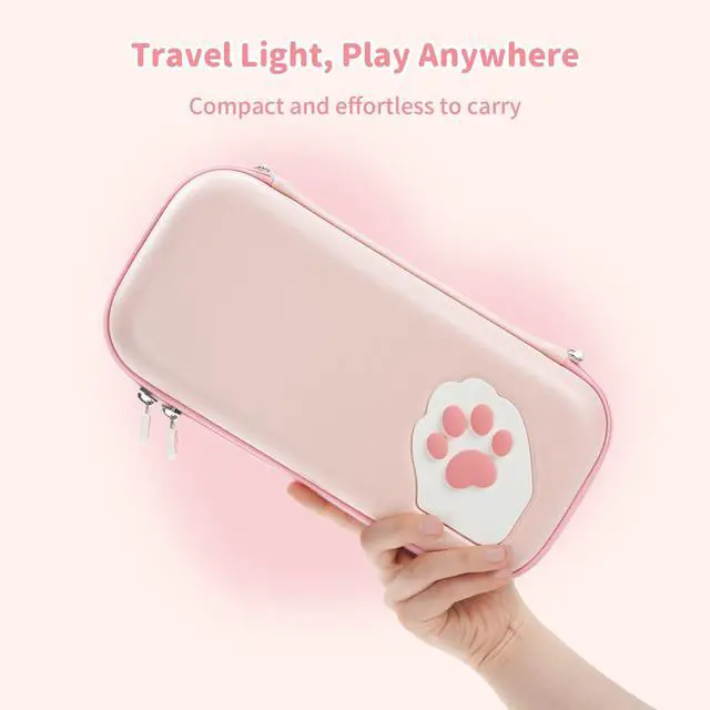 Alt view image 2 of 5 - Portable Carrying Case Compatible with Switch 2 (2025), Hard Storage Bag with 12 Game Card Slots, Cat Paw Travel Case for Switch 2 Console and Accessories, Pink