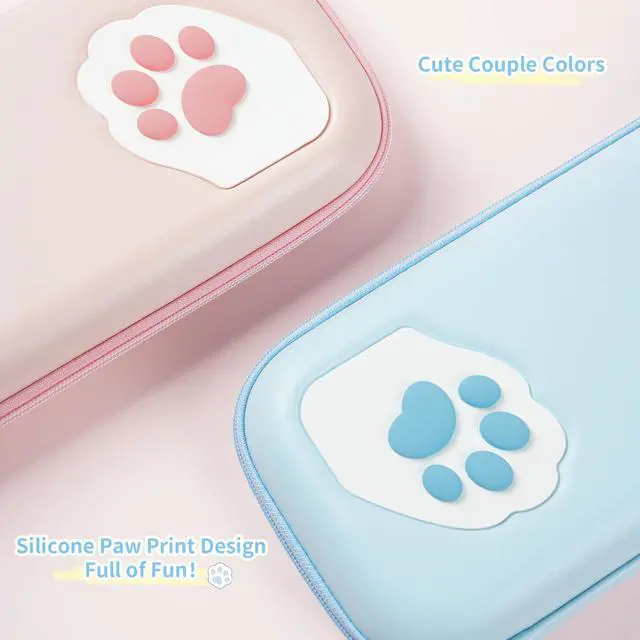 Alt view image 4 of 5 - Portable Carrying Case Compatible with Switch 2 (2025), Hard Storage Bag with 12 Game Card Slots, Cat Paw Travel Case for Switch 2 Console and Accessories, Pink