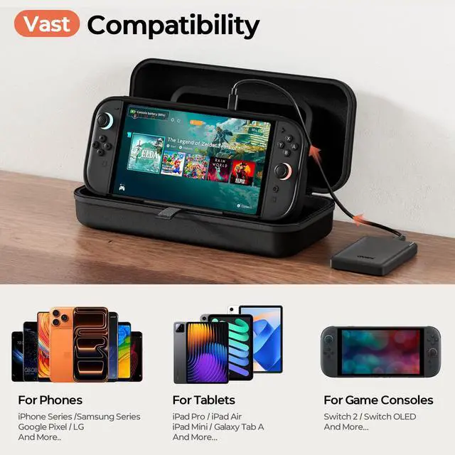 Alt view image 6 of 7 - Carrying Case with 10000mAh, 22.5W Power Bank for Nintendo Switch 2