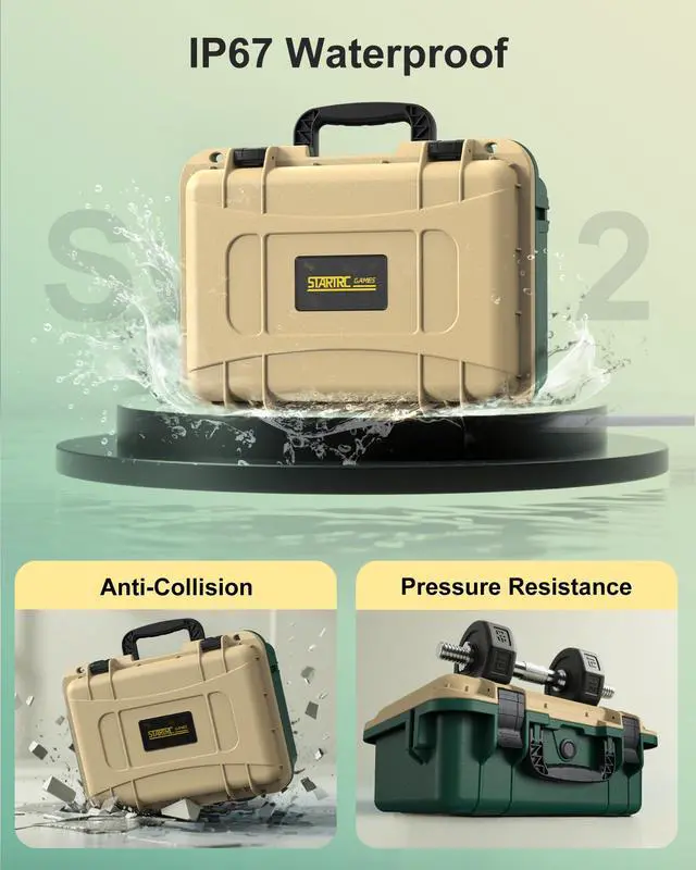Alt view image 6 of 7 - Hard Carrying Case for Nintendo Switch 2, Professional Deluxe IP67 Waterproof, Soft Lining Hard Travel Case for Nintendo Switch 2 Console Pro Controller & Accessories (Yellow & Green)