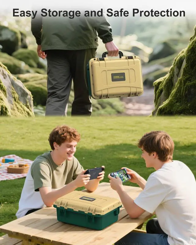 Alt view image 7 of 7 - Hard Carrying Case for Nintendo Switch 2, Professional Deluxe IP67 Waterproof, Soft Lining Hard Travel Case for Nintendo Switch 2 Console Pro Controller & Accessories (Yellow & Green)