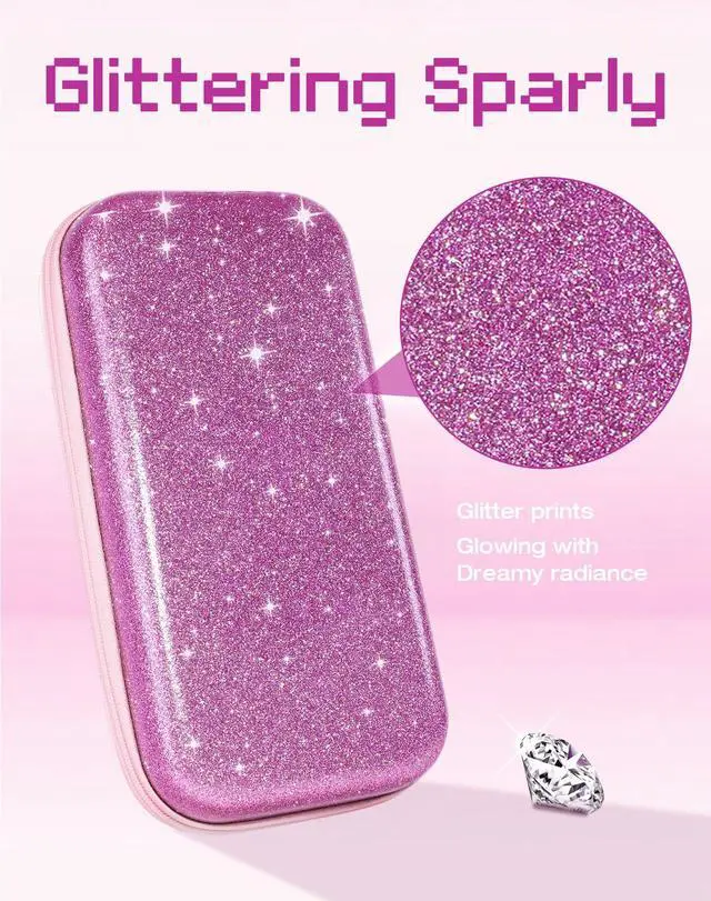 Alt view image 4 of 6 - for Nintendo Switch 2 Carrying Case - Glittering Purple Cute Kawaii Design with Handle for Switch 2 2025 Travel Cases Portable Storage Carry Protective Hard Shell for Girls Teens