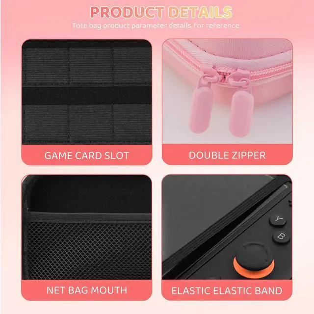 Alt view image 2 of 7 - Pink Carrying Travel Case Compatible with Nintendo Switch 2 2025, with Cute-girly Hardshell PC Switch 2 Protective Cover Accessories Skin, HD Screen Protector and 2 Thumb Caps