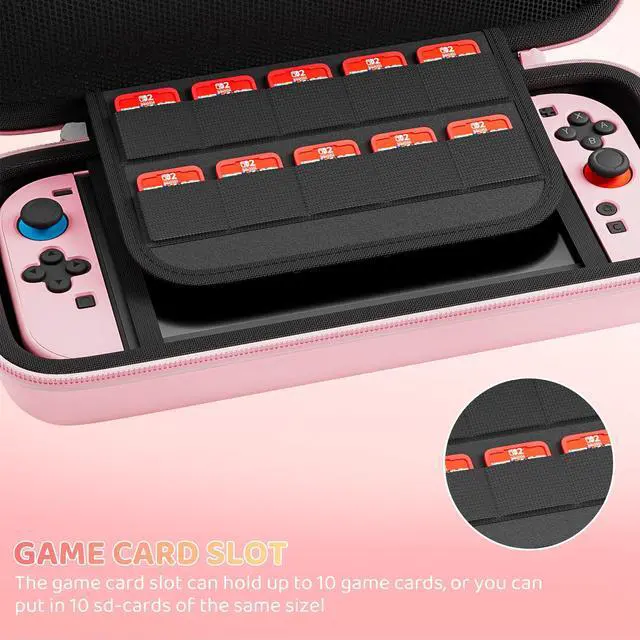 Alt view image 3 of 7 - Pink Carrying Travel Case Compatible with Nintendo Switch 2 2025, with Cute-girly Hardshell PC Switch 2 Protective Cover Accessories Skin, HD Screen Protector and 2 Thumb Caps