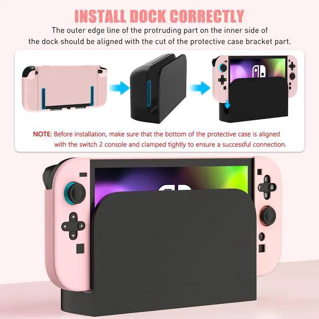 Alt view image 5 of 7 - Pink Carrying Travel Case Compatible with Nintendo Switch 2 2025, with Cute-girly Hardshell PC Switch 2 Protective Cover Accessories Skin, HD Screen Protector and 2 Thumb Caps