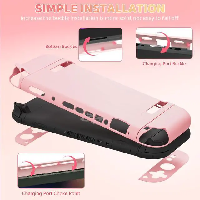 Alt view image 4 of 7 - Pink Carrying Travel Case Compatible with Nintendo Switch 2 2025, with Cute-girly Hardshell PC Switch 2 Protective Cover Accessories Skin, HD Screen Protector and 2 Thumb Caps