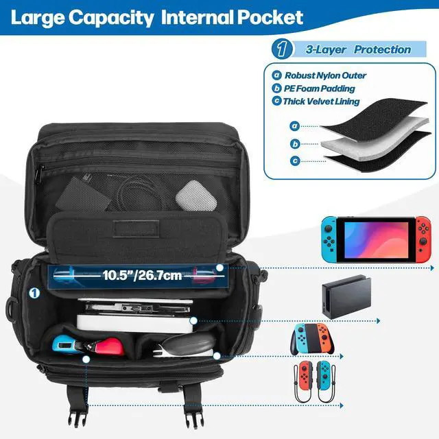 Alt view image 3 of 7 - Sling Carrying Case Compatible with Nintendo Switch/Switch 2