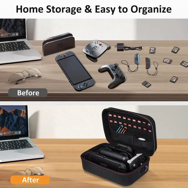 Alt view image 3 of 7 - All-in-One Carrying Case for Nintendo Switch 2 (2025), with 18 Game Card Slots, Pro Controller Holder, Dock & Adapter Storage, Accessory Compartment, Portable Travel Bag, Black