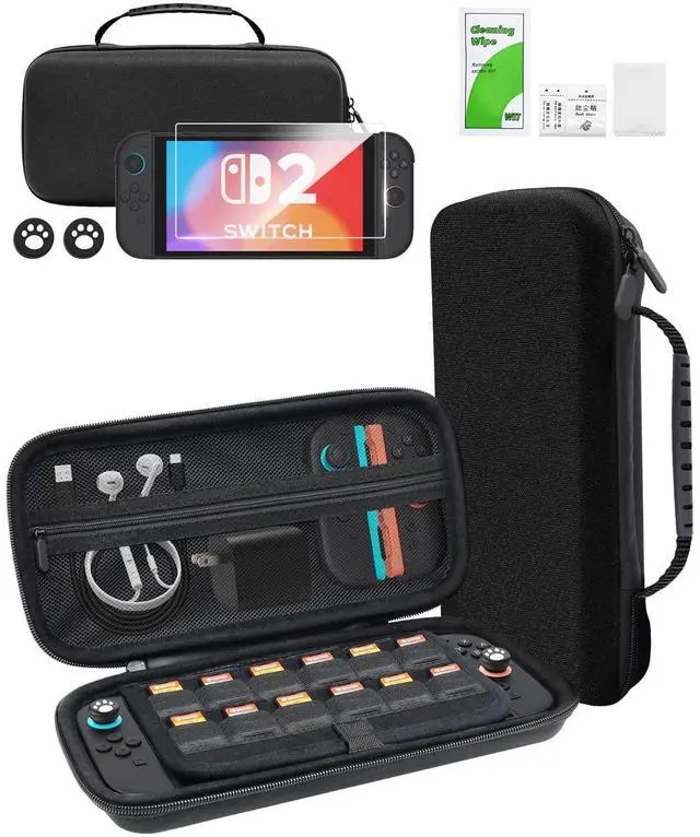 Main image of Carrying Case for Nintendo Switch 2 Hard Case, Travel Bag Game Card Storage Pocket Portable Lightweight Protective Carrying Case, 1 Screen Protectors, 2 Thumb Caps,1 Set Cleaning Tool