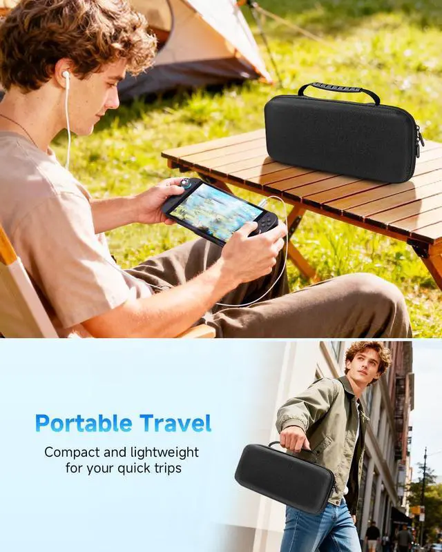 Alt view image 7 of 7 - Carrying Case for Nintendo Switch 2 Hard Case, Travel Bag Game Card Storage Pocket Portable Lightweight Protective Carrying Case, 1 Screen Protectors, 2 Thumb Caps,1 Set Cleaning Tool