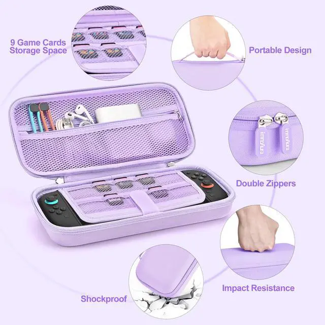 Alt view image 4 of 7 - Switch 2 Case 14-in-1 Bundle for NS Switch 2 (2025), with Carrying Case, Protective Cover, Thumb Grips, Screen Protector, Cute Pendant and Sticker, Purple