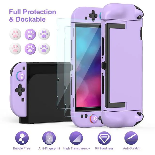 Alt view image 3 of 7 - Switch 2 Case 14-in-1 Bundle for NS Switch 2 (2025), with Carrying Case, Protective Cover, Thumb Grips, Screen Protector, Cute Pendant and Sticker, Purple