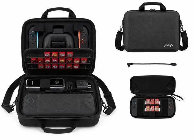Main image of Switch 2 case - 2-in-1 Detachable Travel Bag for Nintendo Switch 2 with Dedicated Slot for Anker 737 Power Bank, Hard Shell Carrying Case with Shoulder Strap, PD Cable & Transparent Game Storage