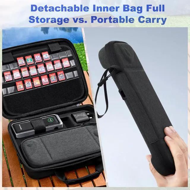 Alt view image 5 of 7 - Switch 2 case - 2-in-1 Detachable Travel Bag for Nintendo Switch 2 with Dedicated Slot for Anker 737 Power Bank, Hard Shell Carrying Case with Shoulder Strap, PD Cable & Transparent Game Storage