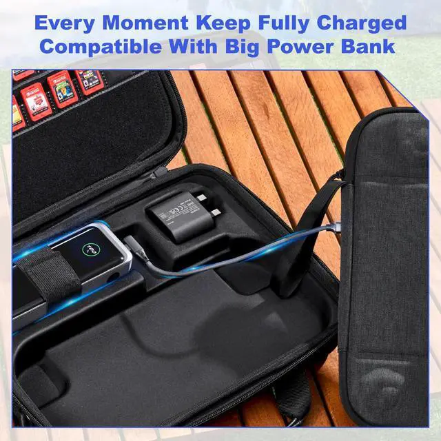 Alt view image 3 of 7 - Switch 2 case - 2-in-1 Detachable Travel Bag for Nintendo Switch 2 with Dedicated Slot for Anker 737 Power Bank, Hard Shell Carrying Case with Shoulder Strap, PD Cable & Transparent Game Storage