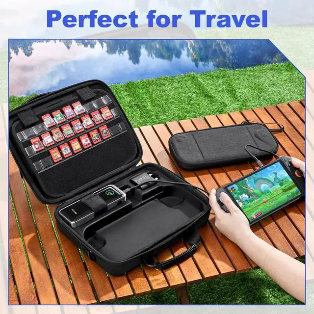 Alt view image 7 of 7 - Switch 2 case - 2-in-1 Detachable Travel Bag for Nintendo Switch 2 with Dedicated Slot for Anker 737 Power Bank, Hard Shell Carrying Case with Shoulder Strap, PD Cable & Transparent Game Storage