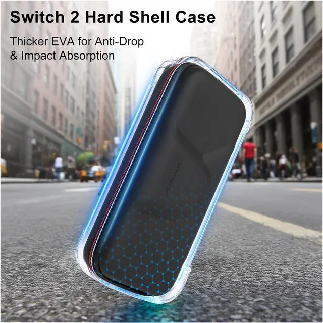 Alt view image 4 of 7 - Large Capacity Carrying Case for Nintendo Switch 2, Anti-Drift Hard Shell Travel Case Fit Charger, with 9 Game Card Slots & Mesh Pocket - Shockproof Portable Storage Bag