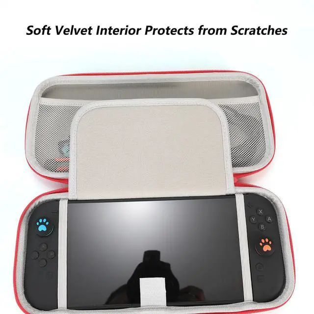 Alt view image 3 of 7 - Switch Carrying Case Compatible with Nintendo Switch 2, Protective Hard Shell Portable Travel Carry Case witch Screen Protector, 2 Thumb Grips, 10 Game Card Slots