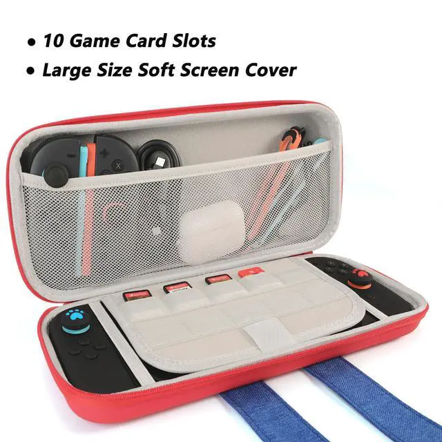 Alt view image 2 of 7 - Switch Carrying Case Compatible with Nintendo Switch 2, Protective Hard Shell Portable Travel Carry Case witch Screen Protector, 2 Thumb Grips, 10 Game Card Slots