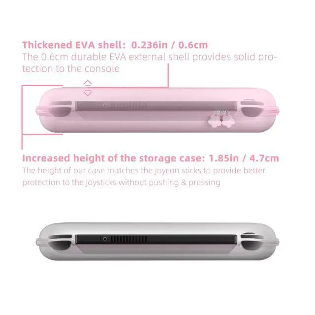 Alt view image 5 of 7 - Cute Carrying Case for Nintendo Switch/Switch 2/OLED/Lite, Portable Hard Shell Pouch for Switch Console Accessories Protective Travel Storage Bag for Switch with10 Game Card Slots, Pink Sakura