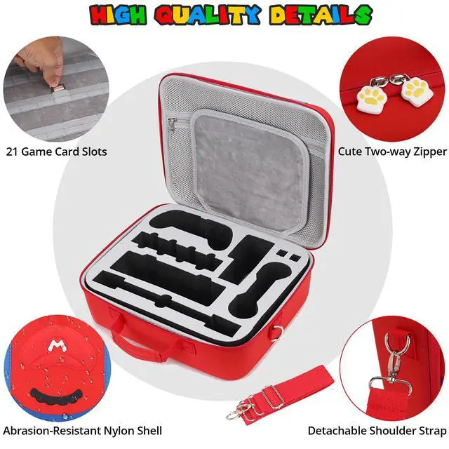 Alt view image 3 of 6 - Cute Carrying Case for Nintendo Switch 2 (2025), Large All in One Hard Travel Case with Game Card Slots, Portable Full Protection Bag for Switch 2 Mario, Pro Controller and Accessories