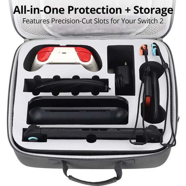Alt view image 5 of 6 - Cute Carrying Case for Nintendo Switch 2 (2025), Large All in One Hard Travel Case with Game Card Slots, Portable Full Protection Bag for Switch 2 Zelda Console, Pro Controller & Accessories