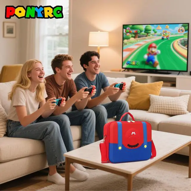 Alt view image 5 of 6 - Cute Carrying Case for Nintendo Switch 2 (2025), Large All in One Hard Travel Case with Game Card Slots, Portable Full Protection Bag for Switch 2 Mario, Pro Controller and Accessories