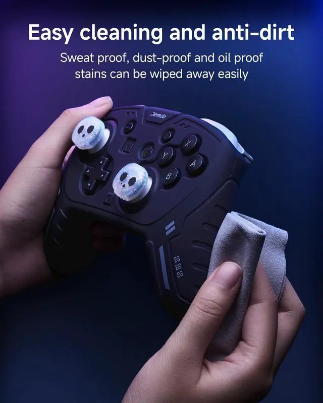Alt view image 5 of 7 - Silicone Protective Cover for Switch 2 Pro Controller, Soft Anti-Slip Grip Skin Case with 2 Skull Thumb Caps, Shockproof Durable Shell for Switch 2 Pro, Ergonomic Gaming Grip Cover-Black