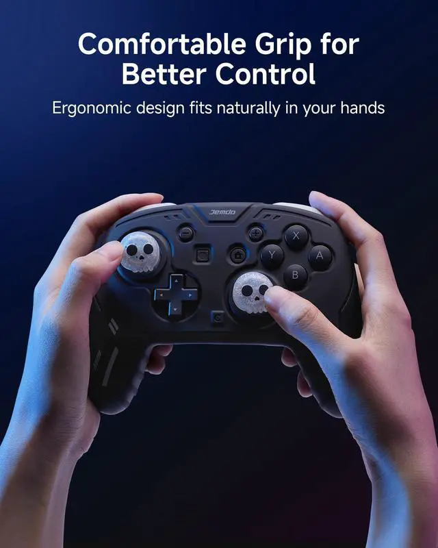 Alt view image 7 of 7 - Silicone Protective Cover for Switch 2 Pro Controller, Soft Anti-Slip Grip Skin Case with 2 Skull Thumb Caps, Shockproof Durable Shell for Switch 2 Pro, Ergonomic Gaming Grip Cover-Black