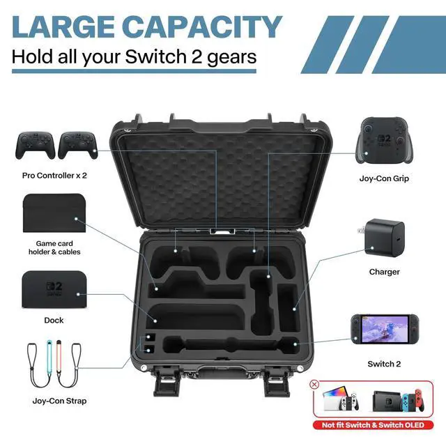 Alt view image 2 of 7 - Hard Shell Carrying Case Compatible with Nintendo Switch 2 & Accessories