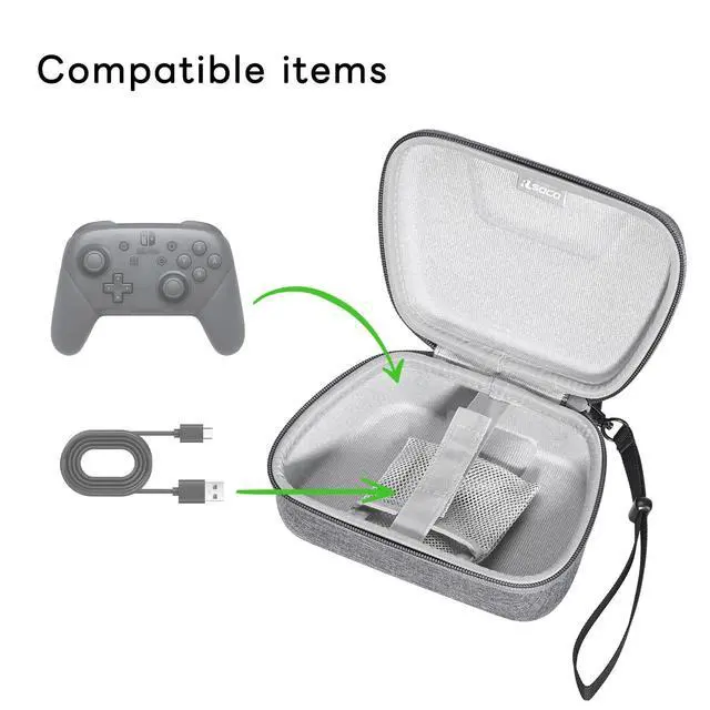 Alt view image 4 of 7 - Carrying Case for Nintendo Switch 2 Pro/Switch Pro Controller - Grey (Case Only)