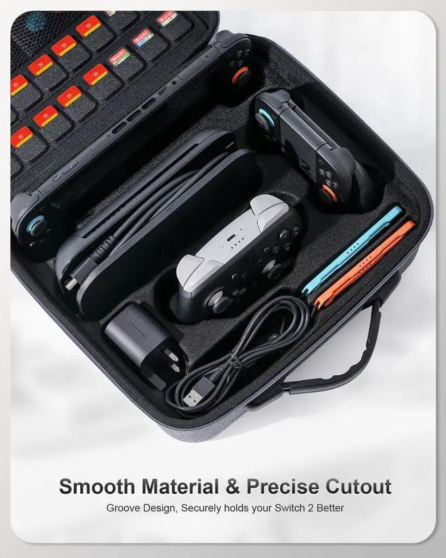 Alt view image 3 of 7 - Switch 2 All in One Carrying Case for Nintendo Switch 2, Portable Hard Travel Case with Game Card Slots, Portable Storage Carry Bag for Switch 2 Console Pro Controller Accessories
