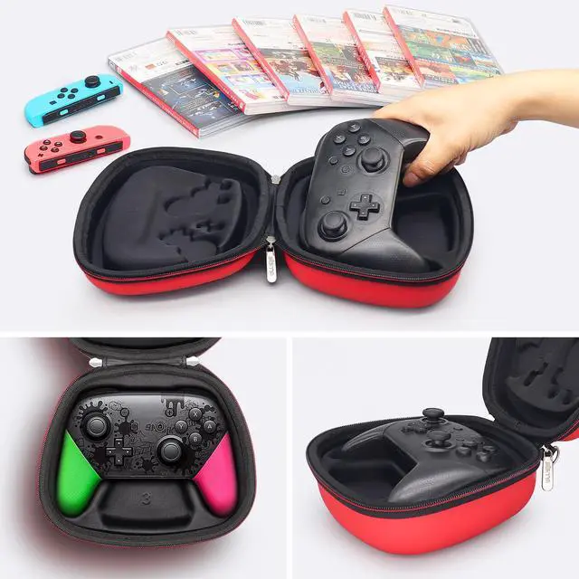 Alt view image 7 of 7 - Protective Case Compatible with Nintendo Switch 2 Pro Controller, Hard Shell Original Switch Controller Protection Travel Storage Case Portable Carrying Bag, Red