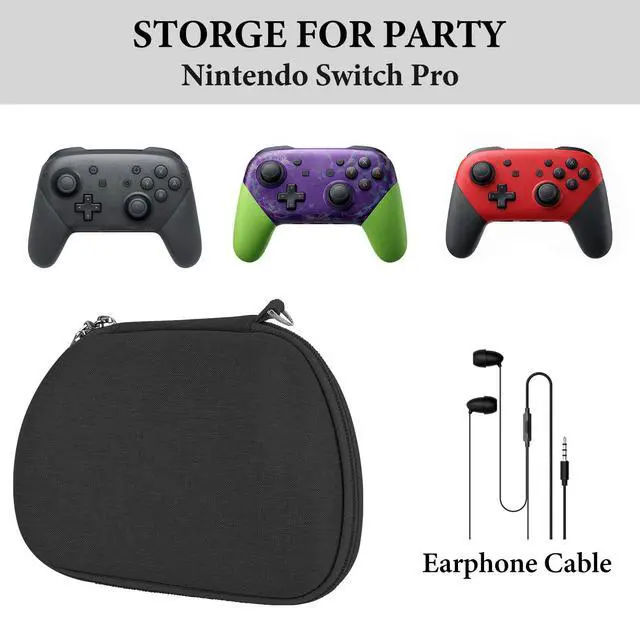 Alt view image 3 of 6 - Controller Travel Case Compatible with Nintendo Switch Pro, Hard Shell Carrying Bag, Protective Storage with Internal Mesh Pocket for Charging Cable (Dark Gray)