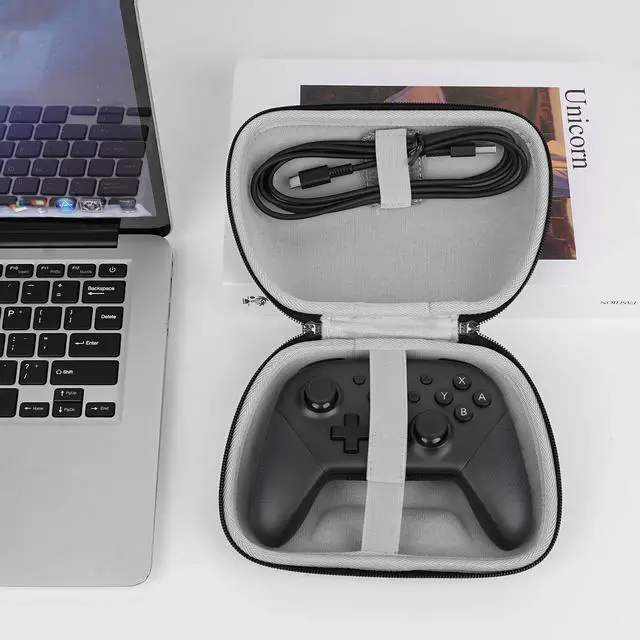 Alt view image 6 of 6 - Controller Travel Case Compatible with Nintendo Switch Pro, Hard Shell Carrying Bag, Protective Storage with Internal Mesh Pocket for Charging Cable (Dark Gray)