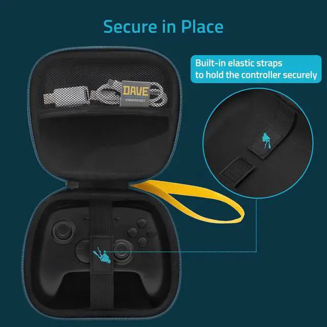 Alt view image 4 of 7 - Carrying Case for Nintendo Switch 2 Pro Controller/Xbox Controller, Protective Travel Case with Hard Shell Ballistic Nylon and EVA Material, Dave the Diver Official Licensed - Blue