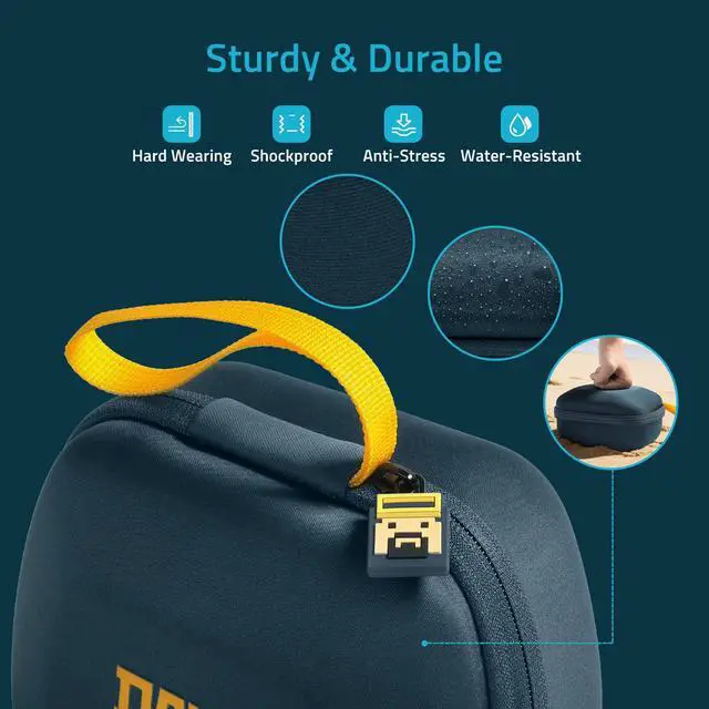 Alt view image 5 of 7 - Carrying Case for Nintendo Switch 2 Pro Controller/Xbox Controller, Protective Travel Case with Hard Shell Ballistic Nylon and EVA Material, Dave the Diver Official Licensed - Blue