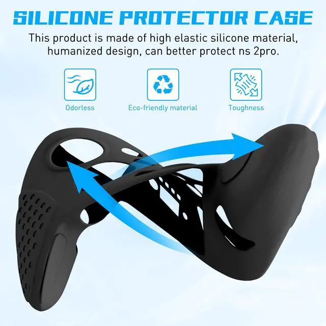 Alt view image 3 of 7 - Silicone Case for Nintendo Switch 2 Pro Controller, Soft Full Protective Cover for Switch 2 Pro, Comfortable Ergonomic Grip Design (Black)