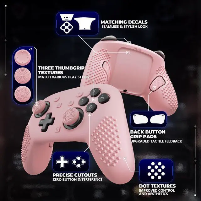 Alt view image 5 of 7 - Silicone Cover Skin for Nintendo Switch 2 Pro Controller 3D Studded Edition Anti-Slip Grip Protector Case for Switch 2 Pro with Button Cap, Thumb Grips & Sticker - Cherry Blossoms Pink