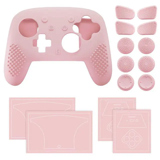 Alt view image 7 of 7 - Silicone Cover Skin for Nintendo Switch 2 Pro Controller 3D Studded Edition Anti-Slip Grip Protector Case for Switch 2 Pro with Button Cap, Thumb Grips & Sticker - Cherry Blossoms Pink