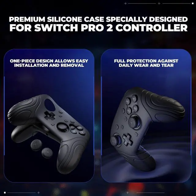 Alt view image 6 of 7 - for Nintendo Switch 2 Pro Controller Silicone Cover Samurai Edition Protective Skin Case for Switch 2 Pro Controller with Back Button Caps & Thumb Grips & Stickers, Shockproof - Black