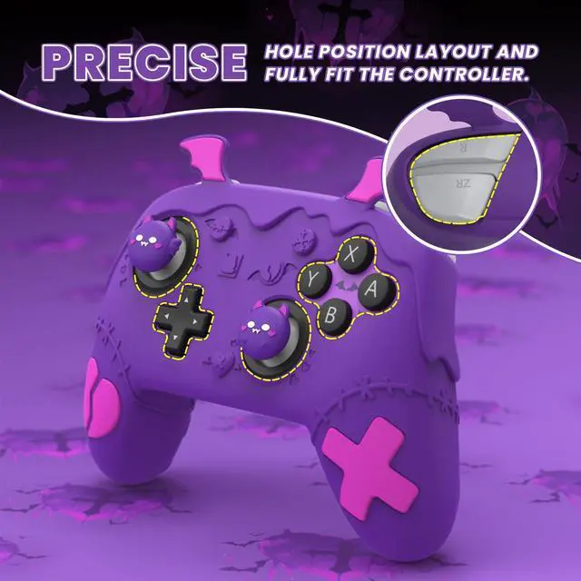 Alt view image 2 of 7 - for Nintendo Switch 2 Pro Controller Silicone Cover Gothic Imp Series Cute Protective Skin Case for Switch 2 Pro Controller w/Back Button Caps & Thumb Grip & Sticker, Shockproof - Purple