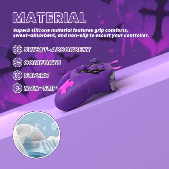 Alt view image 3 of 7 - for Nintendo Switch 2 Pro Controller Silicone Cover Gothic Imp Series Cute Protective Skin Case for Switch 2 Pro Controller w/Back Button Caps & Thumb Grip & Sticker, Shockproof - Purple