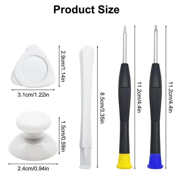 Alt view image 2 of 7 - White Controller Joystick Replacement Kit, 10 Pcs Accessories with 6 Rubberized Thumbsticks, T6 T8 Screwdrivers, and Pry Tools - Compatible with Xbox One/S/X Controller Joysticks Repair