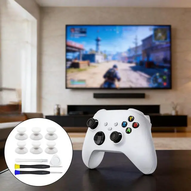 Alt view image 3 of 7 - White Controller Joystick Replacement Kit, 10 Pcs Accessories with 6 Rubberized Thumbsticks, T6 T8 Screwdrivers, and Pry Tools - Compatible with Xbox One/S/X Controller Joysticks Repair
