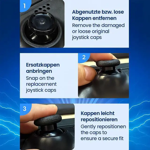 Alt view image 3 of 7 - Joystick Replacement Grip Caps for PS5/PS4/Xbox Series/8BitDo Controller, Anti-Slip Thumbstick Replacement Parts, Silicone Analog Stick Caps (4pcs) (4 x Black)