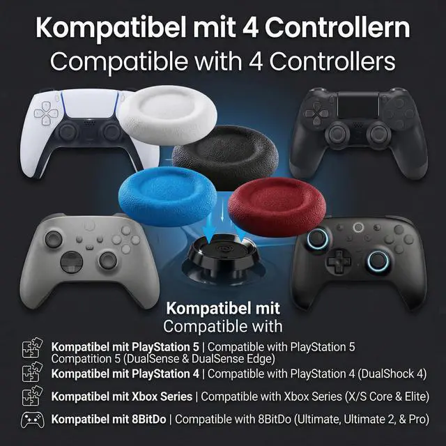 Alt view image 2 of 7 - Joystick Replacement Grip Caps for PS5/PS4/Xbox Series/8BitDo Controller, Anti-Slip Thumbstick Replacement Parts, Silicone Analog Stick Caps (4pcs) (4 x Black)