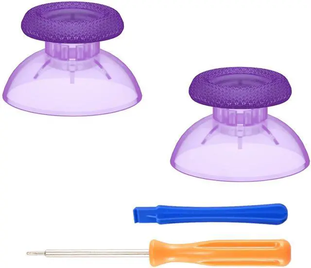 Main image of Clear Atomic Purple Replacement Thumbsticks for PS5 Controller, Custom Analog Stick Joystick for PS4 Controller Universal