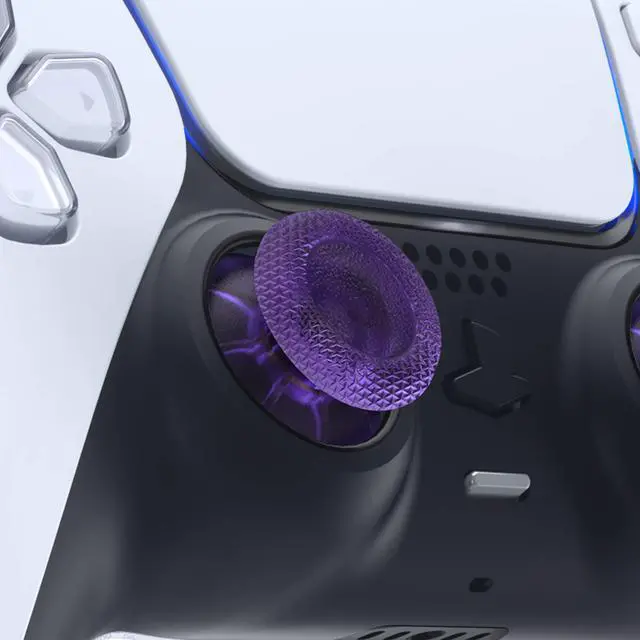 Alt view image 2 of 5 - Clear Atomic Purple Replacement Thumbsticks for PS5 Controller, Custom Analog Stick Joystick for PS4 Controller Universal
